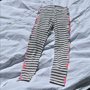 Crewcuts Striped Leggings with Pink and Green Accents